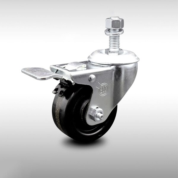 3 Inch SS Phenolic 1/2 Inch Threaded Stem Caster with Total Lock Brake SCC
